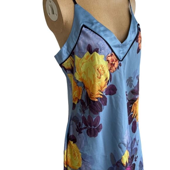 Karen Millen slip dress Rose Organdi print blue size 12.  0086 - Picture 3 of 8